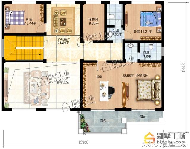 二層簡歐農(nóng)村自建房，復(fù)式客廳大落地窗，您值得擁有。