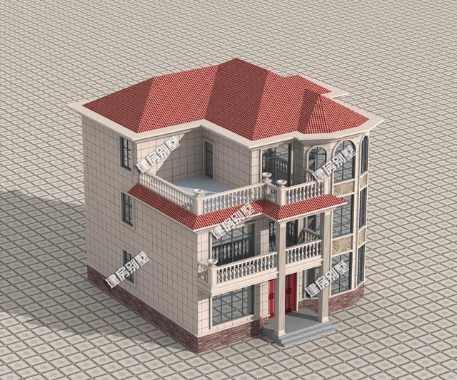 12x12三層別墅設(shè)計(jì)圖，鄉(xiāng)村景致與現(xiàn)代別墅融合的經(jīng)典畫卷。