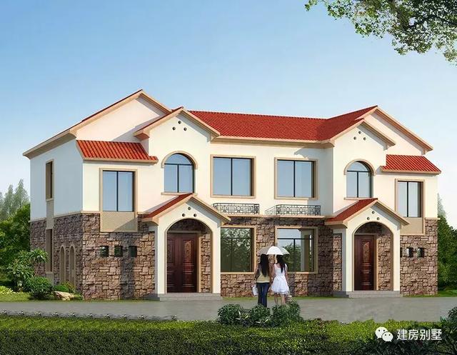 雙拼別墅設(shè)計(jì)圖，面寬18米左右，第一棟戶型通透，造價28W。