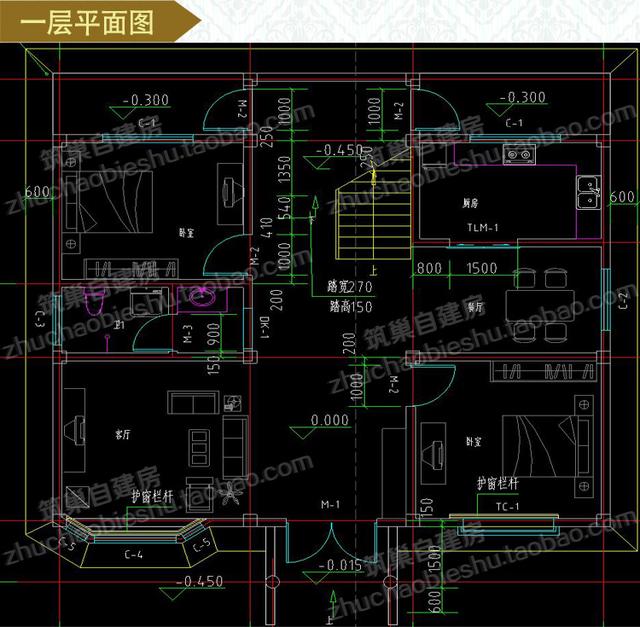 3款三層自建房，前后兩面帶陽臺(tái)，造價(jià)40萬以內(nèi)。