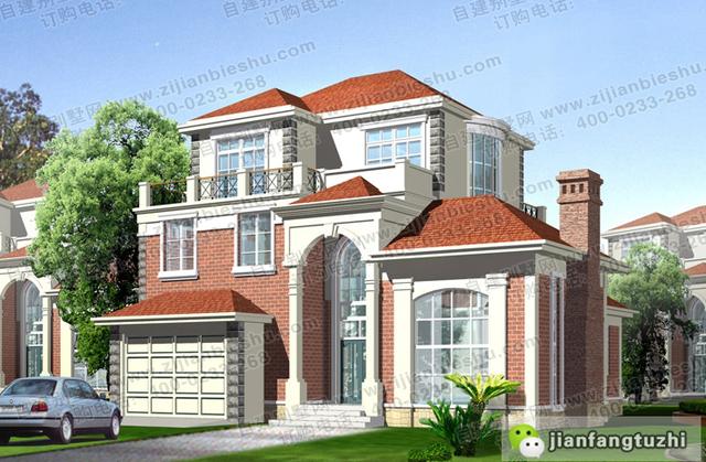 框架結(jié)構(gòu)別墅設(shè)計(jì)圖，帶車(chē)庫(kù)落地窗，歡迎選購(gòu)！