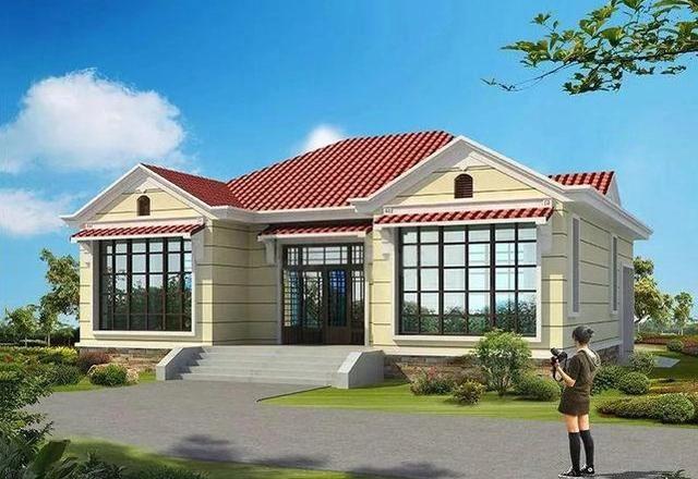 三款美觀大氣的一層別墅設(shè)計(jì)圖，占地小，造價(jià)低功能全。