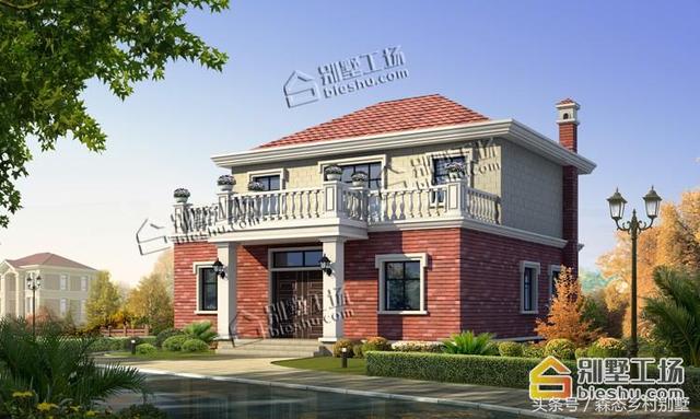 二層別墅設計圖，136平宅基地帶車庫大露臺，造價只要20W.