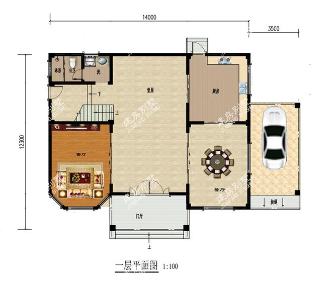 最亮眼的四層別墅設計圖，17.5X12.3米，超大堂屋設計，帶車庫加大露臺