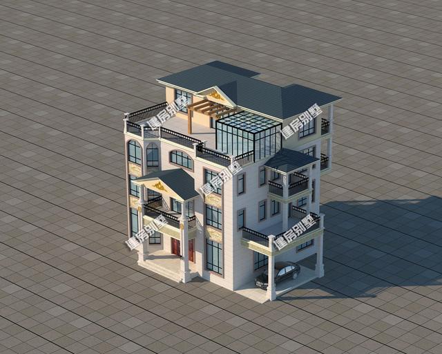 最亮眼的四層別墅設計圖，17.5X12.3米，超大堂屋設計，帶車庫加大露臺