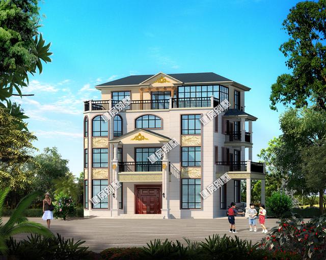 最亮眼的四層別墅設計圖，17.5X12.3米，超大堂屋設計，帶車庫加大露臺