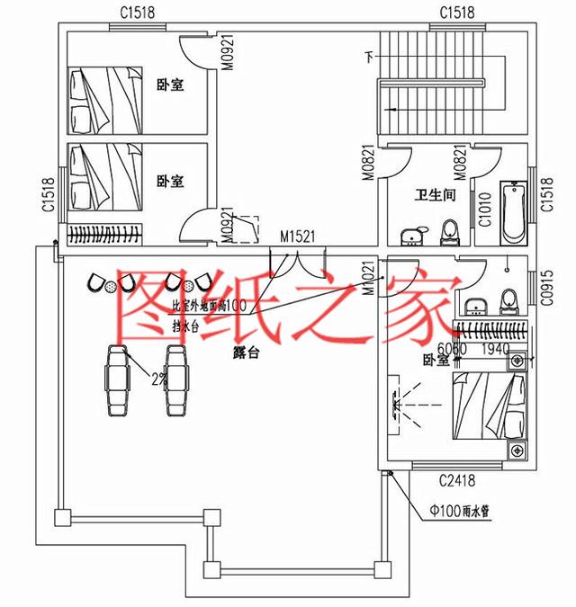 占地面積150平農村三層別墅設計圖，外觀新穎別致，居住舒適