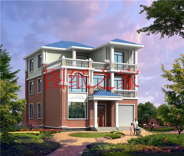 占地面積150平農村三層別墅設計圖，外觀新穎別致，居住舒適