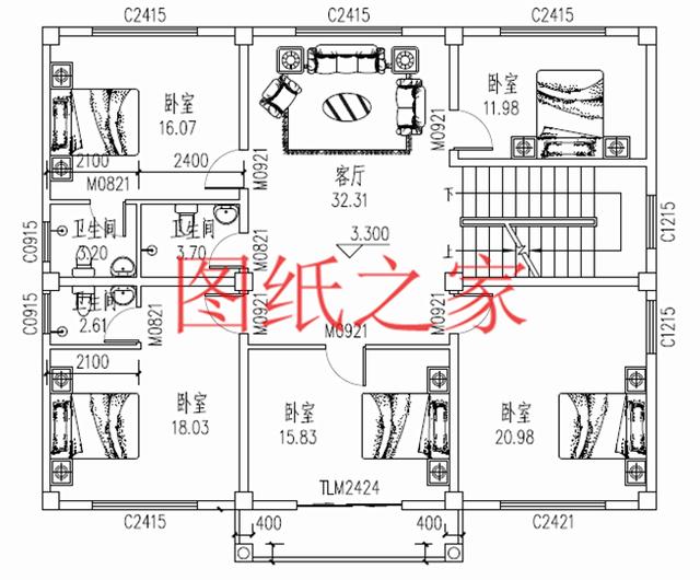 占地面積150平農村三層別墅設計圖，外觀新穎別致，居住舒適