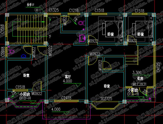 4套二層帶陽光花房農(nóng)村自建別墅設(shè)計(jì)圖全套cad施工圖，打造創(chuàng)意私人小空間
