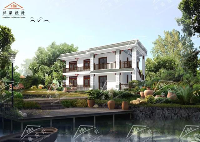 15.8X10.2中式元素民居自建房別墅設(shè)計(jì)圖案例，整體很不錯(cuò)