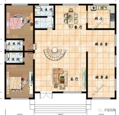 農(nóng)村自建別墅設計圖，還有旋轉(zhuǎn)樓梯，一家人住，老少皆宜