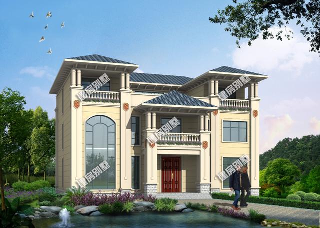 三層豪華別墅設(shè)計圖，16.1x12.3米，框架結(jié)構(gòu)，主體50萬左右