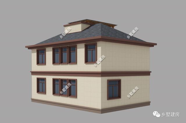 農(nóng)村別墅設(shè)計(jì)圖，外形大氣，顏色搭配又優(yōu)雅，實(shí)在太奪人眼球了