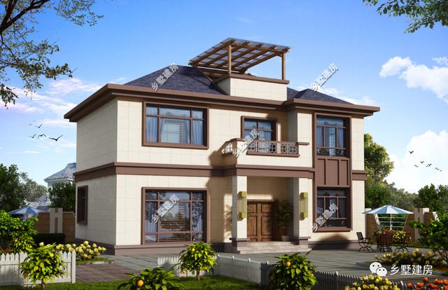 農(nóng)村別墅設(shè)計(jì)圖，外形大氣，顏色搭配又優(yōu)雅，實(shí)在太奪人眼球了