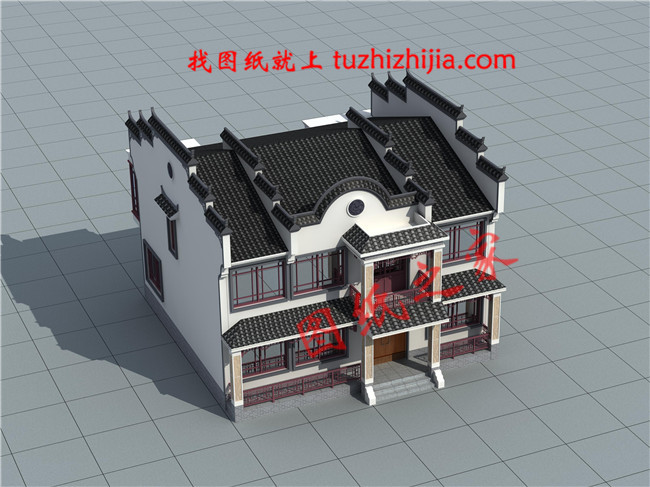 2019年新款徽式新農(nóng)村二層樓房設(shè)計(jì)圖，黑瓦白墻