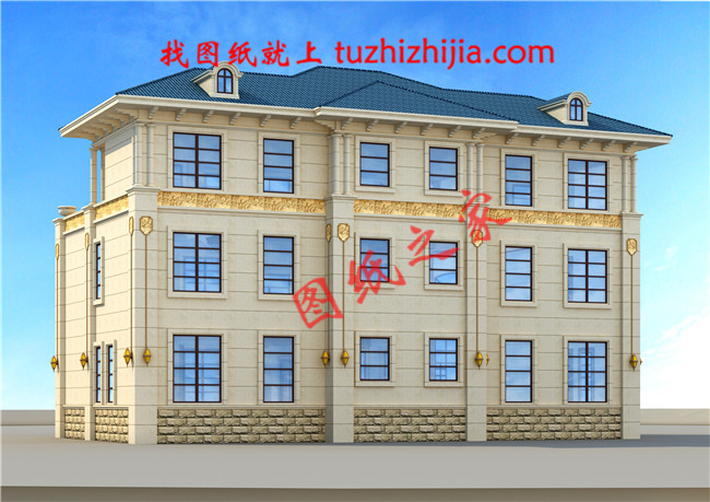 共用中堂雙拼兄弟三層別墅設(shè)計(jì)圖，簡(jiǎn)歐式風(fēng)格