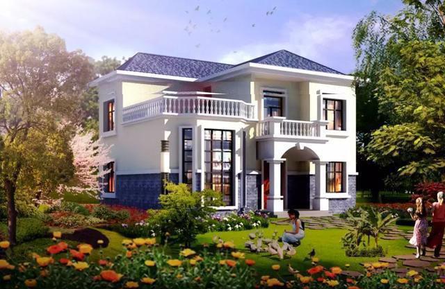 農村二層輕鋼別墅設計圖，外觀漂亮，簡單大方，方便實用