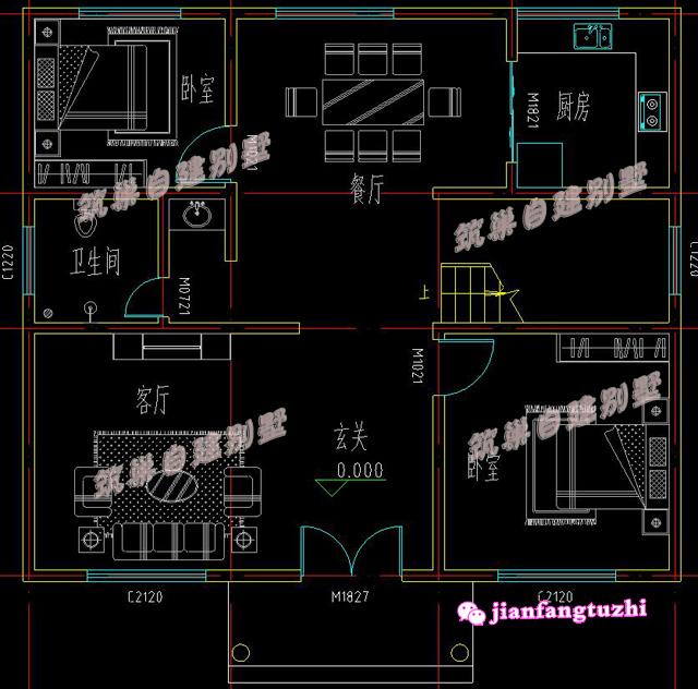 2款二層帶陽(yáng)臺(tái)自建房小洋房設(shè)計(jì)施工圖及效果圖，磚混結(jié)構(gòu)，造價(jià)經(jīng)濟(jì)