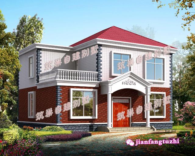 2款二層帶陽(yáng)臺(tái)自建房小洋房設(shè)計(jì)施工圖及效果圖，磚混結(jié)構(gòu)，造價(jià)經(jīng)濟(jì)
