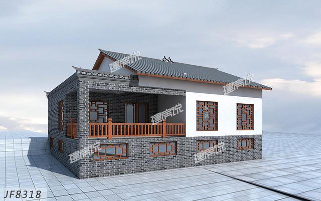 新中式風(fēng)格別墅設(shè)計(jì)圖，帶架空層，這小院子也很別致