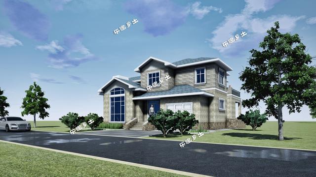 二層美式別墅設(shè)計圖，外觀層次豐富，布局大氣舒適，具有經(jīng)典美式田園風(fēng)格