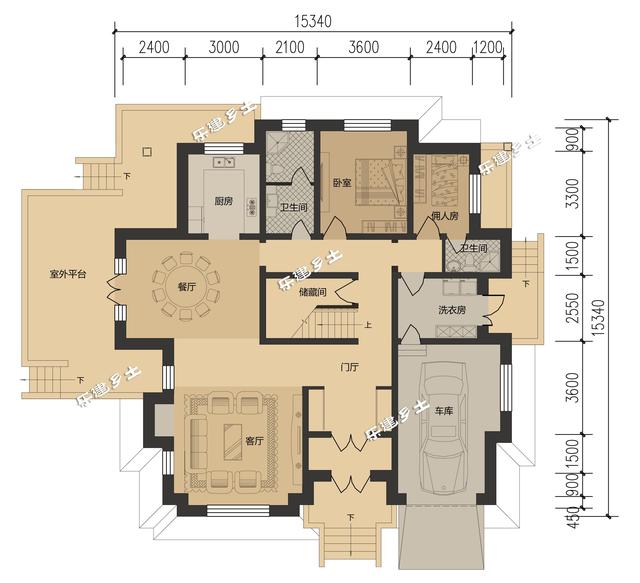 二層美式別墅設(shè)計圖，外觀層次豐富，布局大氣舒適，具有經(jīng)典美式田園風(fēng)格