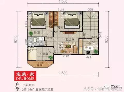 三層別墅設(shè)計圖，多臥室，人丁興旺也不怕，可以滿足你的需求