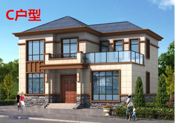 新農(nóng)村二層帶露臺經(jīng)濟(jì)型小別墅設(shè)計(jì)圖紙，含外觀效果圖