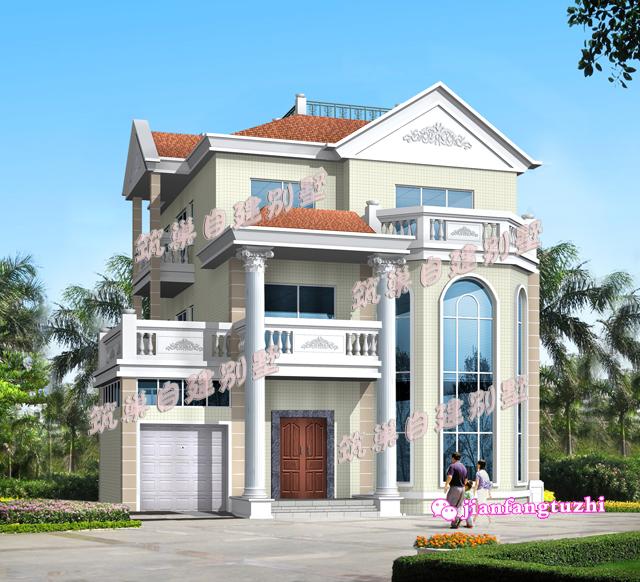 三層農(nóng)村歐式別墅設計圖，設計別致、外觀亮麗