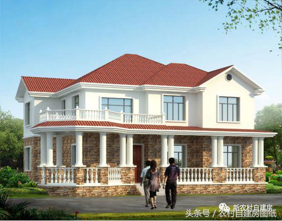 大氣二層歐式別墅設(shè)計圖，多面開窗，南北通透，功能一應(yīng)俱全