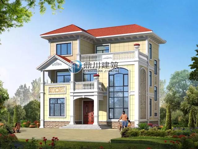 漂亮三層小別墅設(shè)計圖，帶露臺和堂屋，簡直是農(nóng)村自建房典范