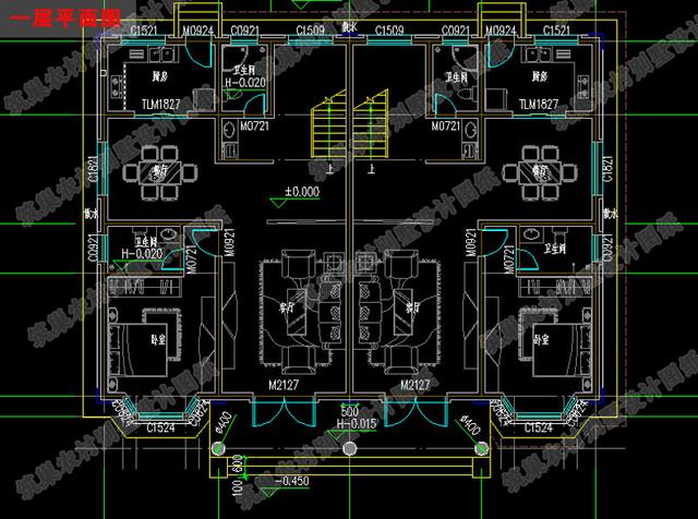二層雙拼別墅全套設(shè)計施工圖，雙陽臺，造價不高，適合農(nóng)村兩兄弟建造