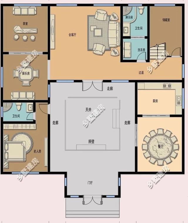 推薦一款十分亮眼的新中式四合院別墅設(shè)計圖，黛瓦白墻，有種意境美