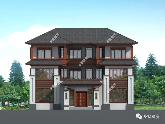 推薦一款十分亮眼的新中式四合院別墅設(shè)計圖，黛瓦白墻，有種意境美