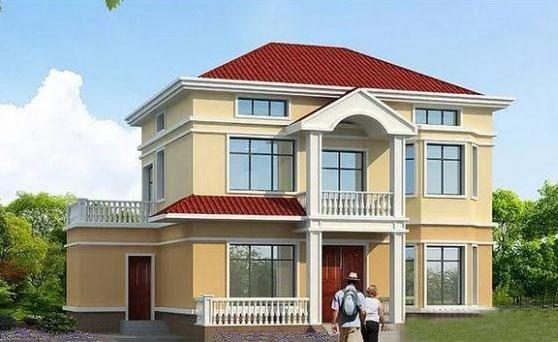 帶閣樓的二層自建房設(shè)計(jì)圖，占地103平米，四室三廳帶獨(dú)立廚房