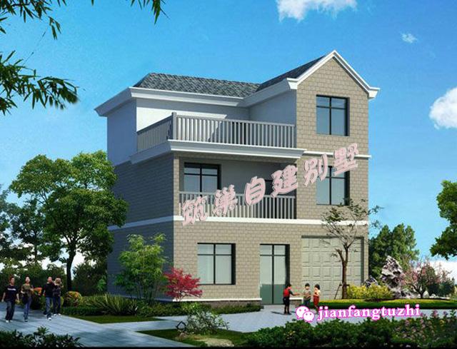 農(nóng)村三層自建別墅設(shè)計(jì)圖，露臺(tái)+車庫，戶型簡約方正