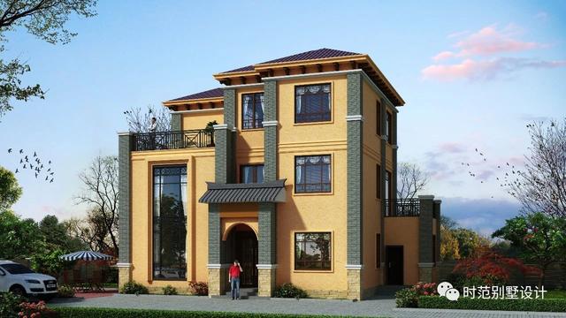 小進(jìn)深三層復(fù)式新中式別墅設(shè)計(jì)圖，戶型方正，四周通透