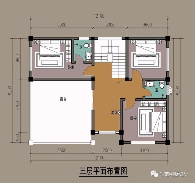 小進(jìn)深三層復(fù)式新中式別墅設(shè)計(jì)圖，戶型方正，四周通透