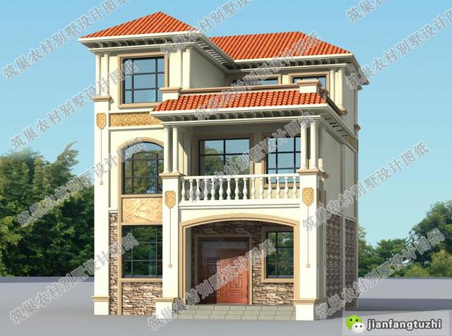 三層農(nóng)村自建房小戶型設計圖，3廳5臥帶露臺，滿足家人的住房需求