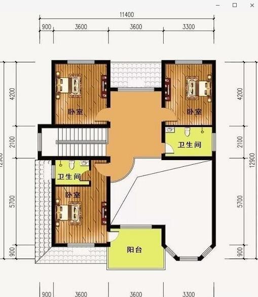 二層農(nóng)村自建房設(shè)計(jì)圖，11.4x12.9米，住起來肯定令人心神愉悅