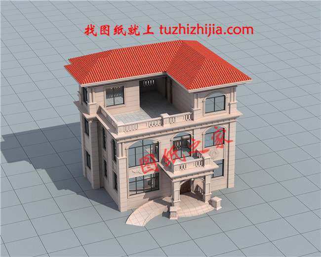 2019年新款三層別墅外觀圖及施工圖，占地面積110平米