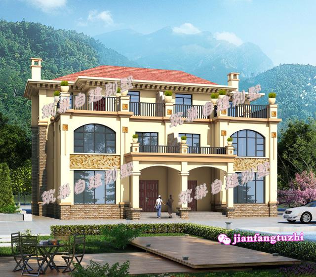 農(nóng)村雙拼別墅全套設(shè)計(jì)施工圖，磚混結(jié)構(gòu)，造型簡約大方