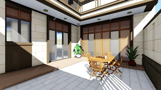 占地70平的3層小別墅設(shè)計(jì)圖，戶型呈現(xiàn)L型，入戶圍合成小庭院