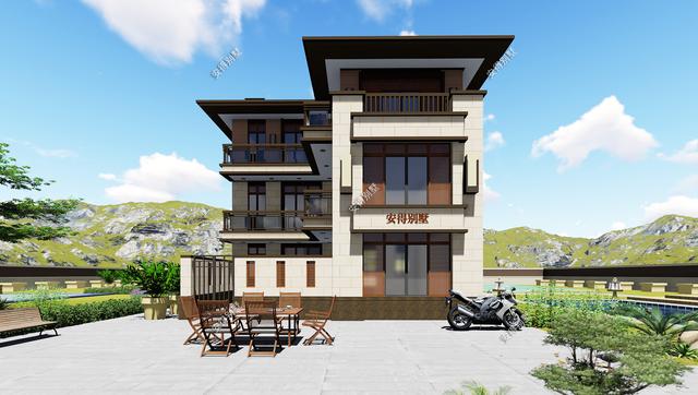 占地70平的3層小別墅設(shè)計(jì)圖，戶型呈現(xiàn)L型，入戶圍合成小庭院