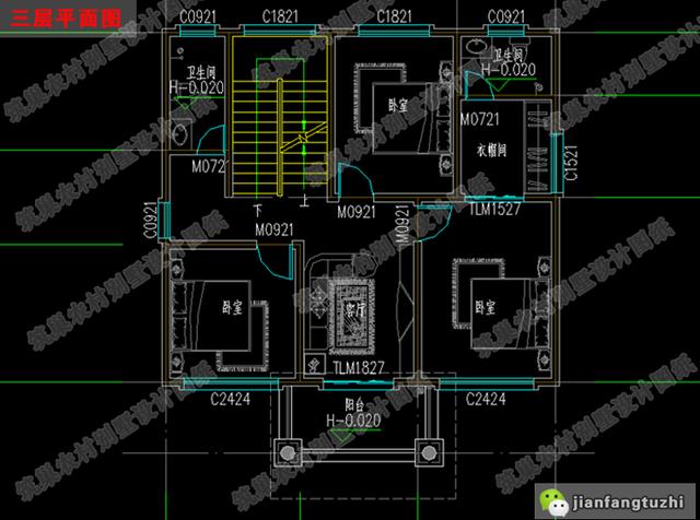四層農(nóng)村設(shè)計別墅圖紙，占地100平米，戶型美觀大氣