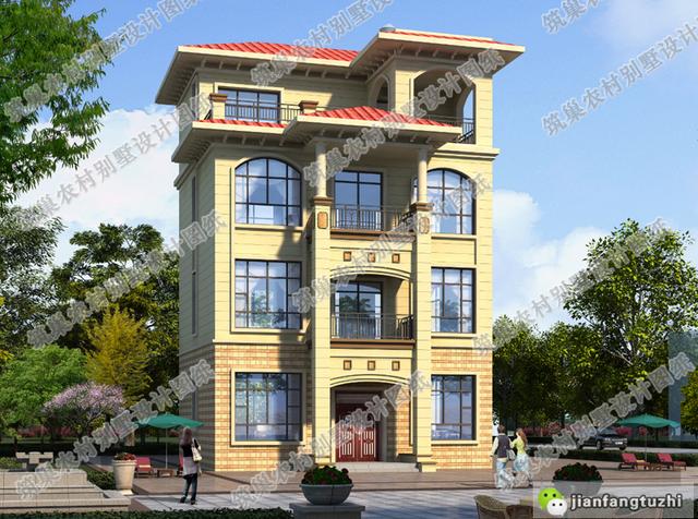 四層農(nóng)村設(shè)計別墅圖紙，占地100平米，戶型美觀大氣