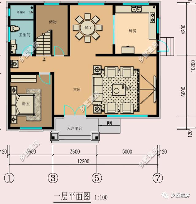 12米x10米二層農(nóng)村自建房，帶堂屋和露臺，氣派典雅又時尚美觀，你心動了嗎？