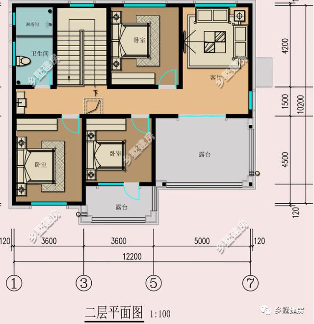 12米x10米二層農(nóng)村自建房，帶堂屋和露臺，氣派典雅又時尚美觀，你心動了嗎？