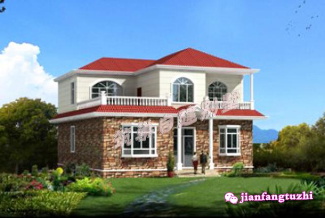 12.6米x13.5米農(nóng)村二層自建房，戶(hù)型簡(jiǎn)約方正，造價(jià)經(jīng)濟(jì)（含2張效果圖全套施工圖）